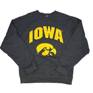 Iowa Hawkeyes Sweatshirt Size Medium Gray Big Logo NCAA Football Long Sleeve
